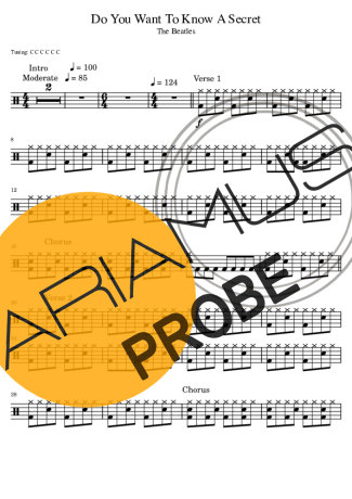 The Beatles Do You Want To Know A Secret score for Schlagzeug