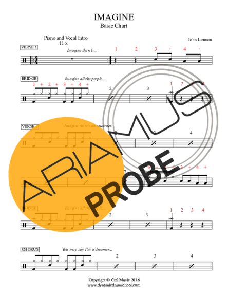 The Beatles Imagine score for Schlagzeug