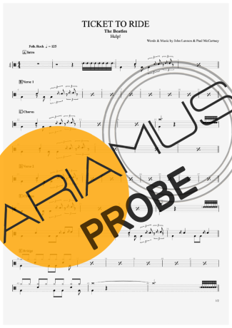 The Beatles Ticket To Ride score for Schlagzeug