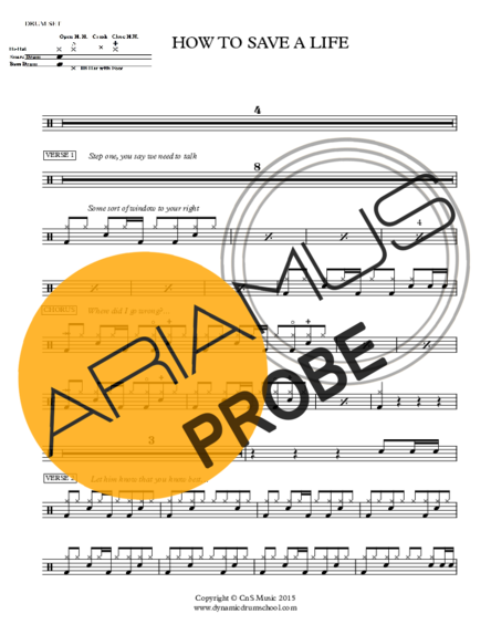 The Fray How to Save a Life score for Schlagzeug