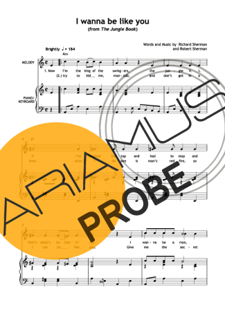 The Jungle Book I Wanna Be Like You Partituren für Klavier
