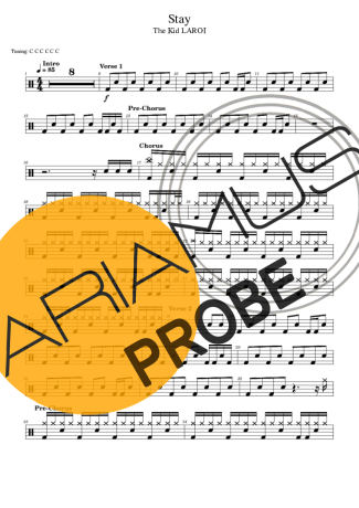 The Kid LAROI and Justin Bieber Stay (feat. Justin Bieber) score for Schlagzeug