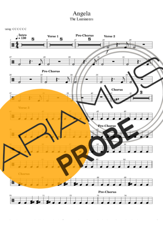 The Lumineers Angela Partituren für Schlagzeug