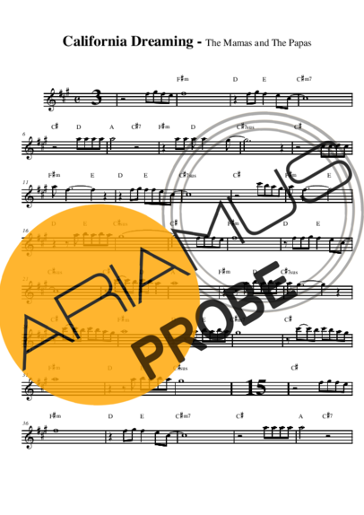 The Mamas and the Papas California Dreaming score for Alt-Saxophon