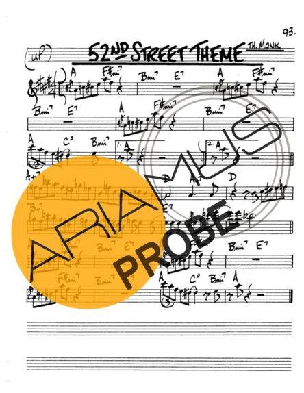 The Real Book of Jazz 52nd Street Theme score for Alt-Saxophon