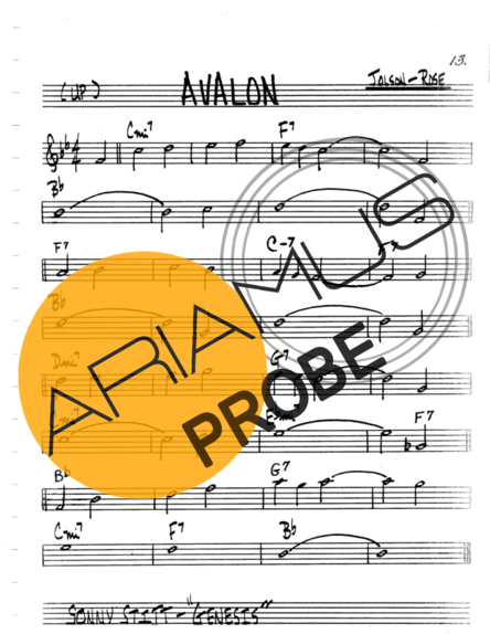 The Real Book of Jazz Avalon score for Keys