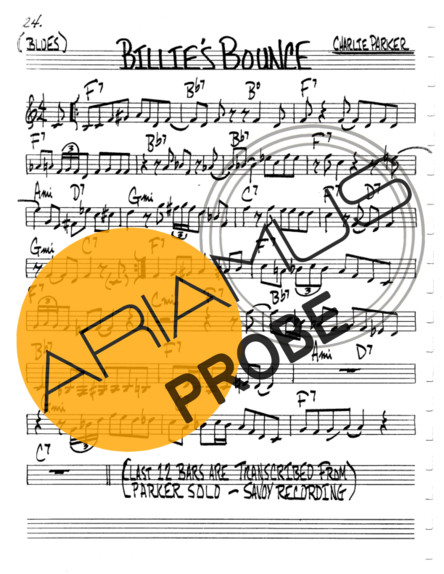 The Real Book of Jazz Billies Bounce score for Geigen