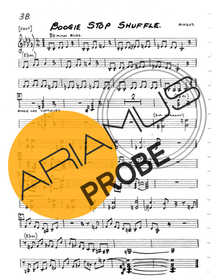 The Real Book of Jazz Boogie Stop Shuffle score for Geigen