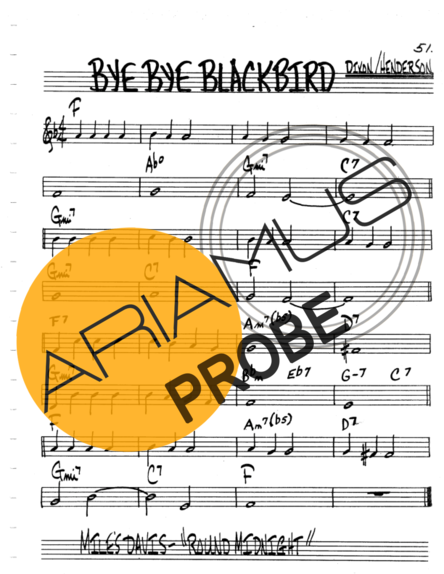 The Real Book of Jazz Bye Bye Blackbird score for Keys