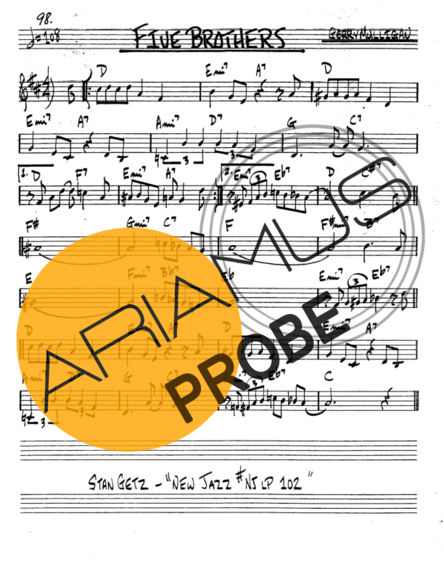 The Real Book of Jazz Five Borthers score for Tenor-Saxophon Sopran (Bb)