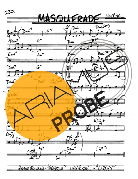 The Real Book of Jazz Masquerade score for Alt-Saxophon