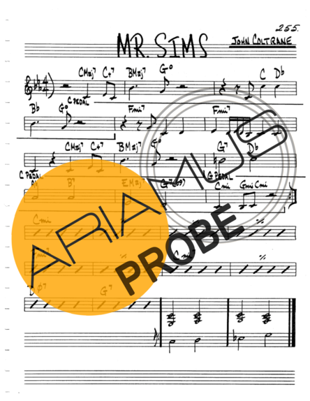 The Real Book of Jazz Mr Sims score for Keys