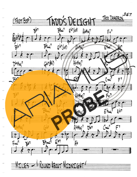 The Real Book of Jazz Tadds Delight score for Geigen