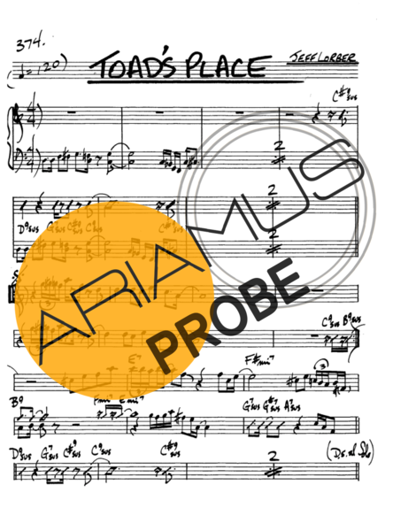 The Real Book of Jazz Toads Place score for Alt-Saxophon