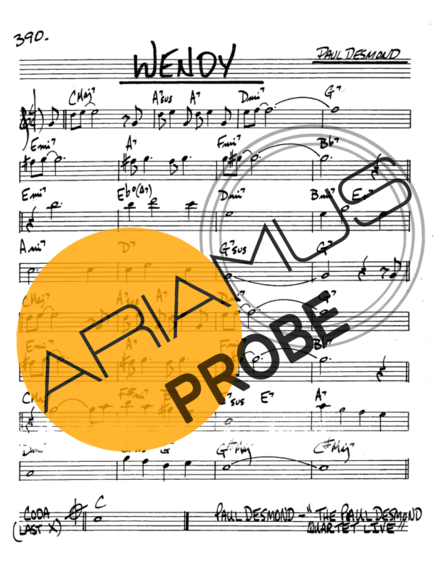 The Real Book of Jazz Wendy score for Alt-Saxophon
