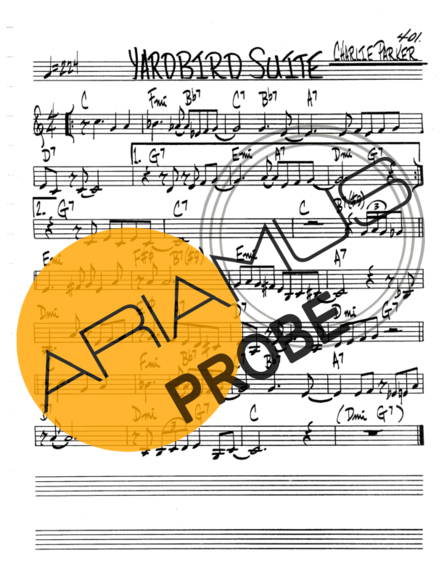 The Real Book of Jazz Yardbird Suite score for Keys