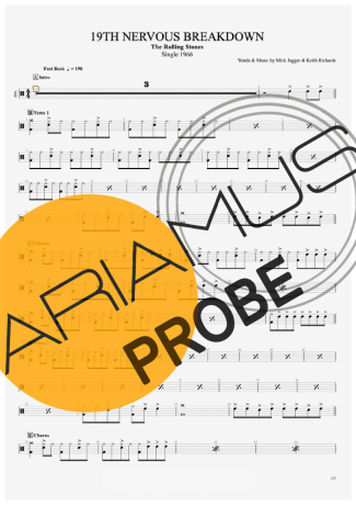 The Rolling Stones 19th Nervous Breakdown score for Schlagzeug