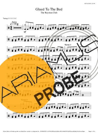 The Royston Club Glued To The Bed Partituren für Schlagzeug
