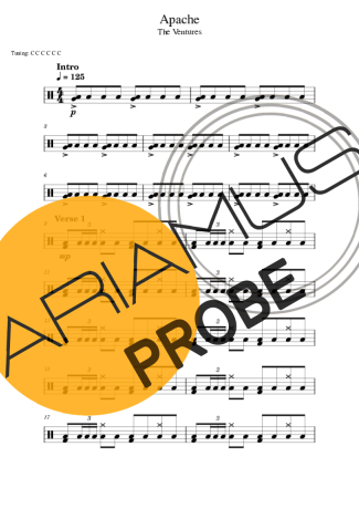 The Ventures Apache score for Schlagzeug