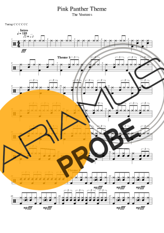 The Ventures Pink Panther Theme score for Schlagzeug