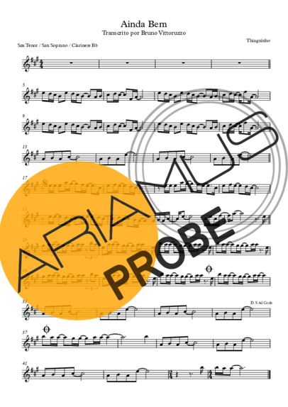 Thiaguinho Ainda Bem score for Tenor-Saxophon Sopran (Bb)