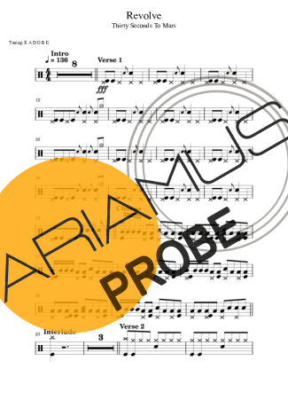 Thirty Seconds to Mars Revolve score for Schlagzeug