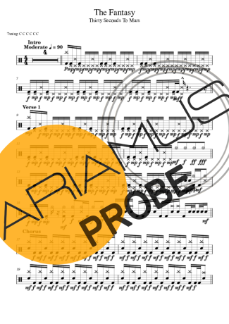 Thirty Seconds to Mars The Fantasy score for Schlagzeug