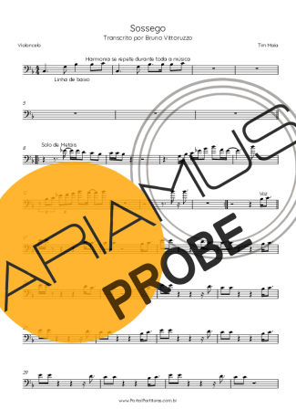 Tim Maia Sossego score for Cello