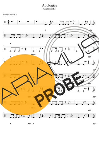 Timbaland Apologize (feat. OneRepublic) score for Schlagzeug