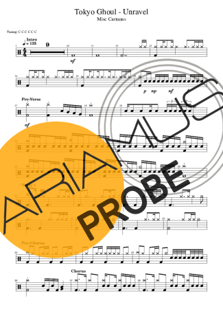 Tokyo Ghoul Unravel Partituren für Schlagzeug