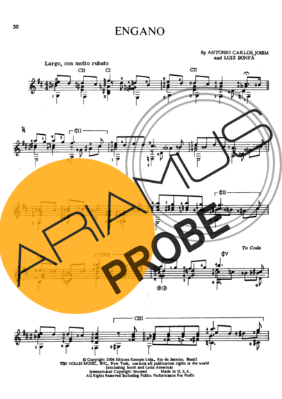 Tom Jobim Engano score for Akustische Gitarre