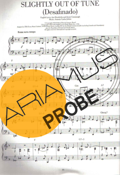Tom Jobim Slightly Out Of Tune (Desafinado) score for Klavier