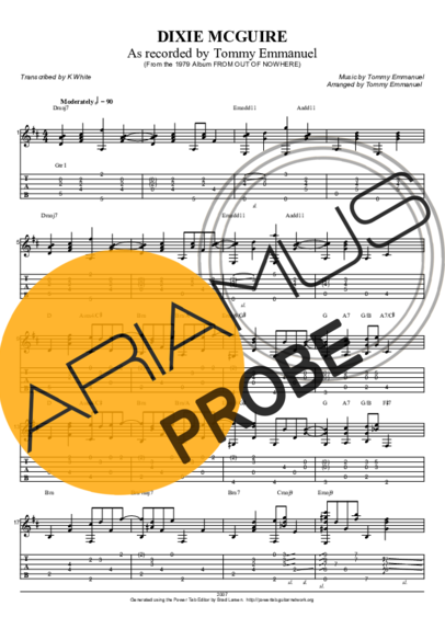 Tommy Emmanuel Dixie Mcguire score for Akustische Gitarre