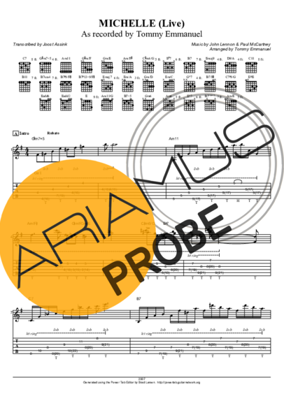 Tommy Emmanuel Michelle (The Beatles) score for Akustische Gitarre