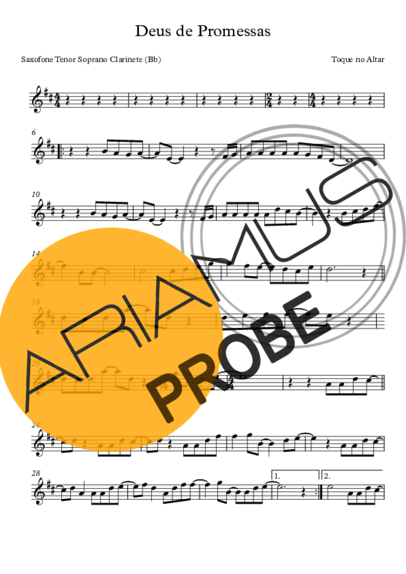 Toque no Altar Deus de Promessas score for Tenor-Saxophon Sopran (Bb)