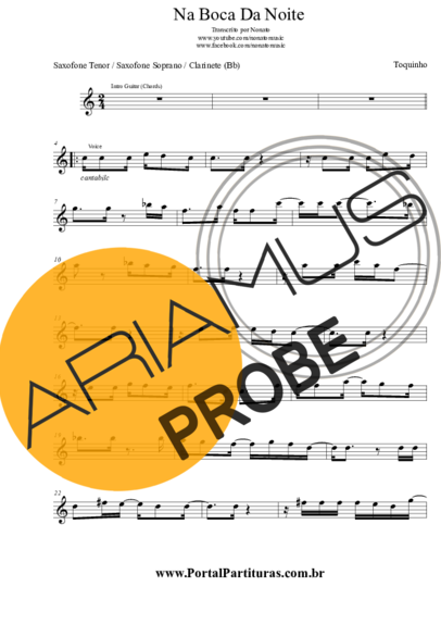 Toquinho Na Boca Da Noite score for Tenor-Saxophon Sopran (Bb)