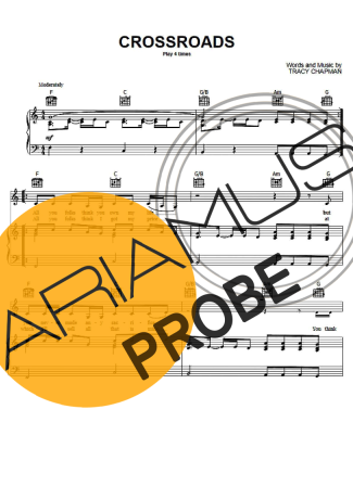 Tracy Chapman Crossroads score for Klavier