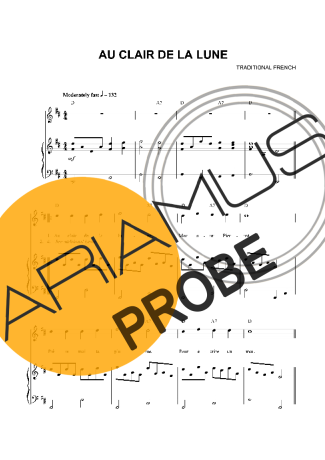 Traditional French Music Au Clair De La Lune Partituren für Klavier