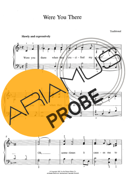 Traditional Gospel Music Were You There score for Klavier