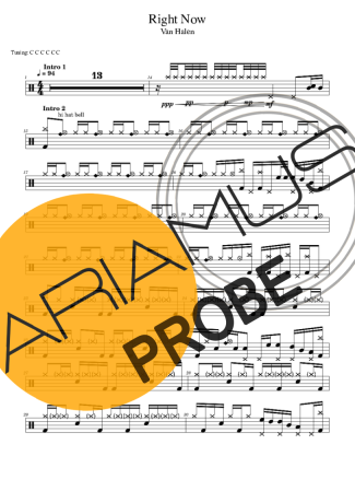 Van Halen Right Now score for Schlagzeug