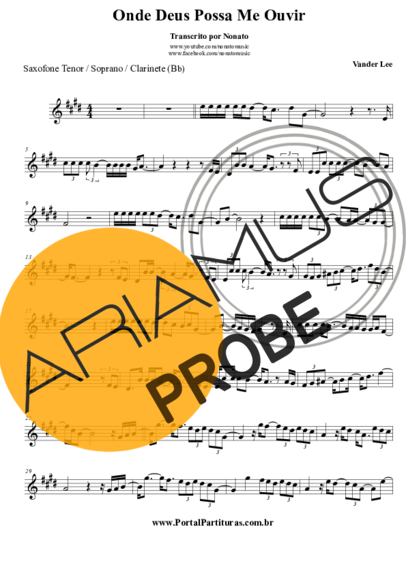 Vander Lee Onde Deus Possa Me Ouvir  score for Tenor-Saxophon Sopran (Bb)