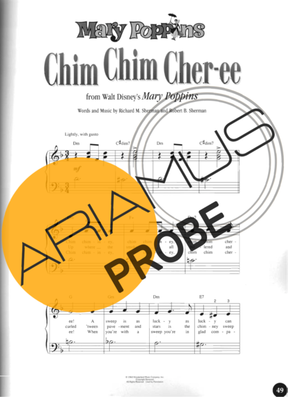 Walt Disney Chim Chim Cher Ee score for Klavier