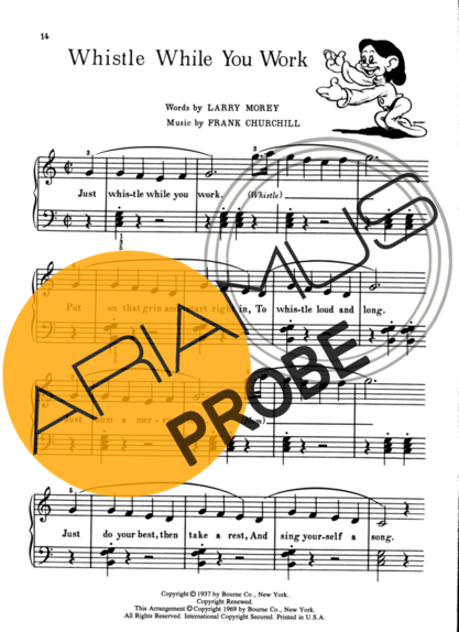 Walt Disney Whistle While You Work score for Klavier