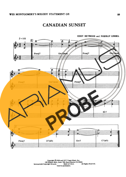 Wes Montgomery Canadian Sunset score for Gitarre