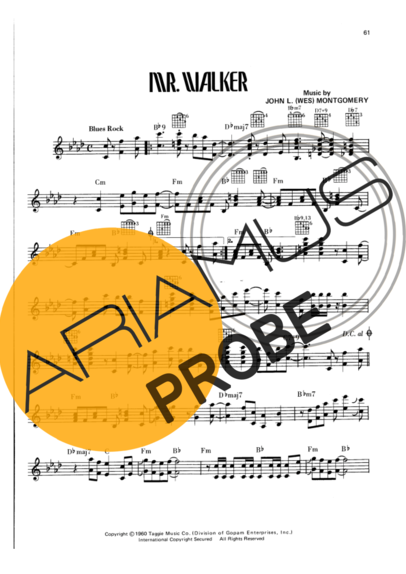 Wes Montgomery Mr Walker (Solo) score for Gitarre