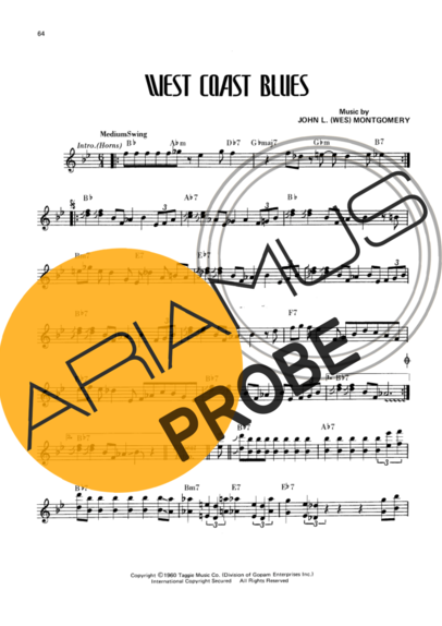 Wes Montgomery West Coast Blues (Solo) score for Gitarre