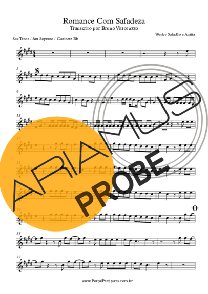 Wesley Safadão Romance Com Safadeza score for Tenor-Saxophon Sopran (Bb)