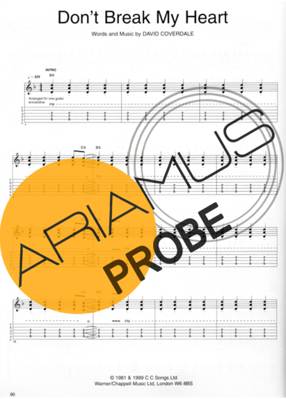 Whitesnake Dont Break My Heart Again score for Gitarre