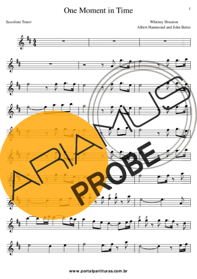 Whitney Houston One Moment in Time score for Tenor-Saxophon Sopran (Bb)
