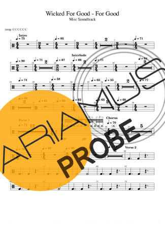 Wicked For Good For Good score for Schlagzeug